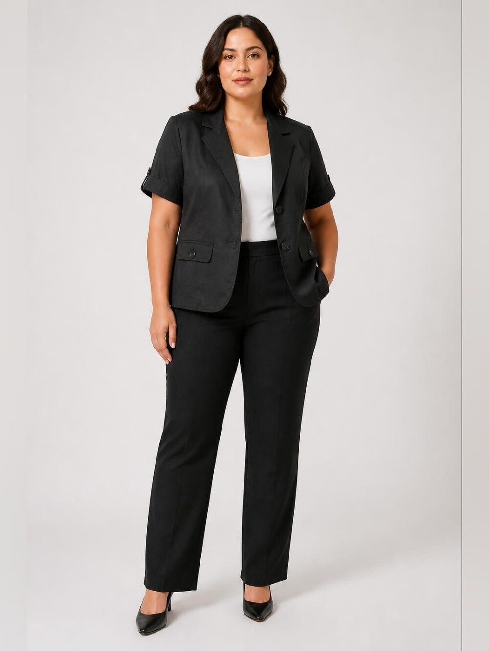 Ruby Rd. 12P Women's Black Short Sleeve Blazer Jacket